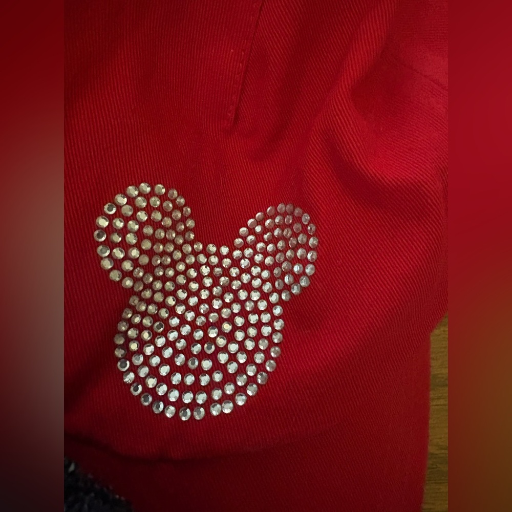 Disney Parks Minnie Mouse Hat & Sequin Ear Headband Bundle Red Black Rhinestone - Picture 2 of 9